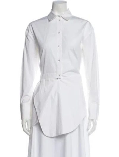 Pre-owned Victoria Beckham Long Sleeve Button-up Top In White