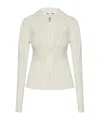 Victoria Beckham Wool-blend Jersey Zip-up Hoodie In White