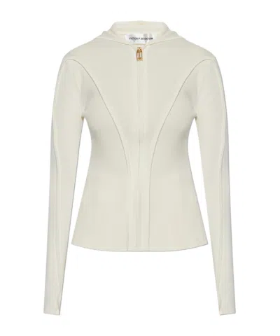 Victoria Beckham Long Sleeve Cardigan In Neutral