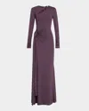 Victoria Beckham Tie-front Cut-out Gown In Fig