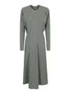 Victoria Beckham Long Sleeve Dolman Midi Dress In Verde