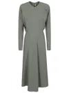 Victoria Beckham Long Sleeve Dolman Midi Dress In Wasabi