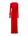 Victoria Beckham Long Sleeve Draped Jersey Gown In Red