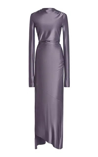 Victoria Beckham Long Sleeve Draped Midi Dress In Purple