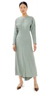 Victoria Beckham Long Sleeve Draped Midi Dress Wasabi In Wasabi