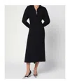 Victoria Beckham Women Black Long Sleeve Polo Collar Midi Dress, Xs Luxury Dresses For Women Darveys In Black