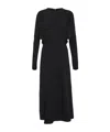 Victoria Beckham Dolman Long Sleeve Cady Midi Dress In Black