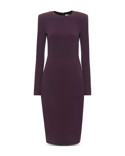 Victoria Beckham Strong-shoulder Long-sleeve Midi T-shirt Dress In Fig