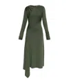 Victoria Beckham Womens Oregano Asymmetric Twist Stretch-woven Midi Dress In Green