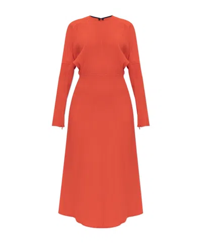 Victoria Beckham Long Sleeve Dress In Red