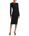 Victoria Beckham Long Sleeve Fitted T Shirt Dress In Black