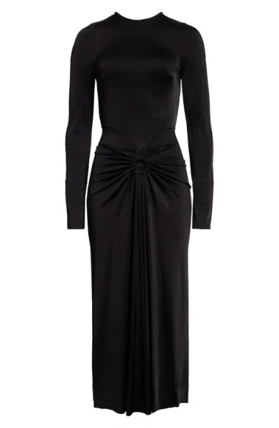 Victoria Beckham Womens Ruched Long-sleeves Stretch-woven Midi Dress Black