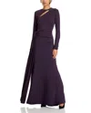 Victoria Beckham Tie-front Cut-out Gown In Fig