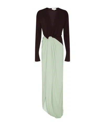Victoria Beckham Long Sleeve Knot Detail Jersey Dress In Black