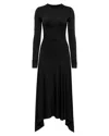 Victoria Beckham Long Sleeve Midi Dress Black In Black