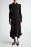 Victoria Beckham Henley Midi Dress In Black/black