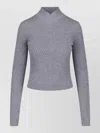 Victoria Beckham Fitted Ribbed Knit Sweater With Subtle V-neckline In Gray