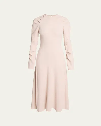 Victoria Beckham Long-sleeve Pleated Raglan Midi Dress In Primrose
