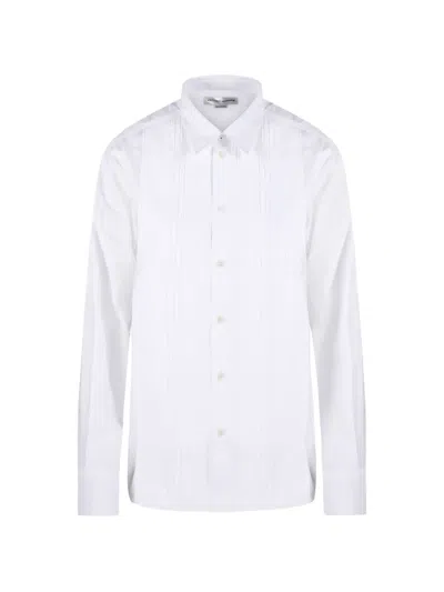 Victoria Beckham Long-sleeve Pleated Shirt In White