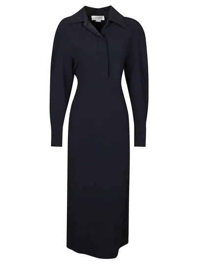 Victoria Beckham Long Sleeve Polo Collar Midi In Blue
