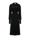 Victoria Beckham Women Black Long Sleeve Polo Collar Midi Dress, Xs Luxury Dresses For Women Darveys In Black