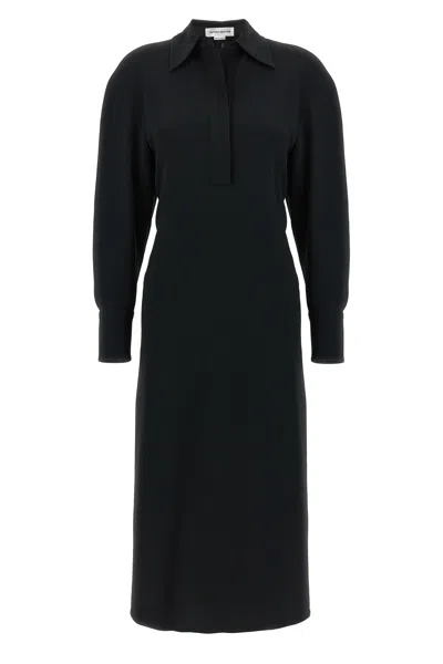 Victoria Beckham Women Black Long Sleeve Polo Collar Midi Dress, Xs Luxury Dresses For Women Darveys