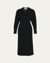 Victoria Beckham Women Black Long Sleeve Polo Collar Midi Dress, Xs Luxury Dresses For Women Darveys In Black