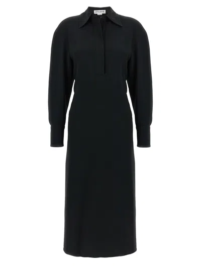 Victoria Beckham Crepe Midi Shirt Dress In Black