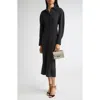 Victoria Beckham Long Sleeve Polo Midi Dress In Animal Print