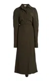 Victoria Beckham Long-sleeve Polo Midi Dress In Olive