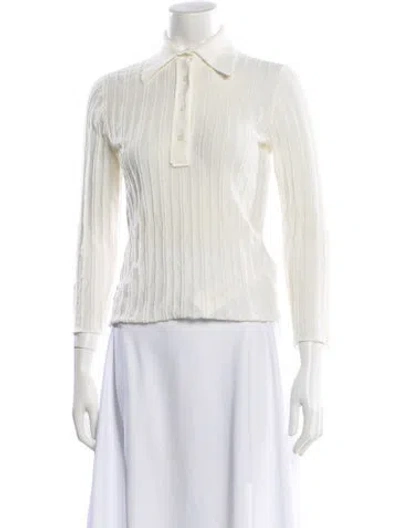 Pre-owned Victoria Beckham Long Sleeve Polo In White