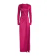 Victoria Beckham Long-sleeve Ruched Maxi Dress In Red