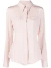 Victoria Beckham Long-sleeve Sheer Shirt In Rosa