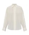 Victoria Beckham Pleated-detail Silk Shirt In White