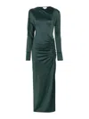 Victoria Beckham Slash-neck Long-sleeve Gown In Green