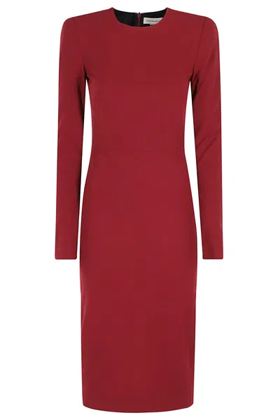 Victoria Beckham Long Sleeve T Shirt Fitted Dress In Red