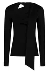 Victoria Beckham Asymmetric Cut Out Crewneck Top In Black