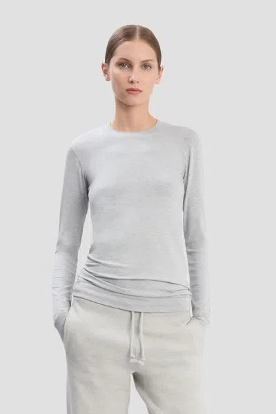 Victoria Beckham Long Sleeve T-shirt In Grey Marl In Gray