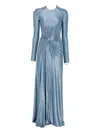 Victoria Beckham Long-sleeve Twist-detail Maxi Dress In Blue