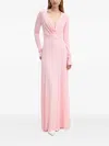 Victoria Beckham Long-sleeve Twisted Maxi Dress In Pink