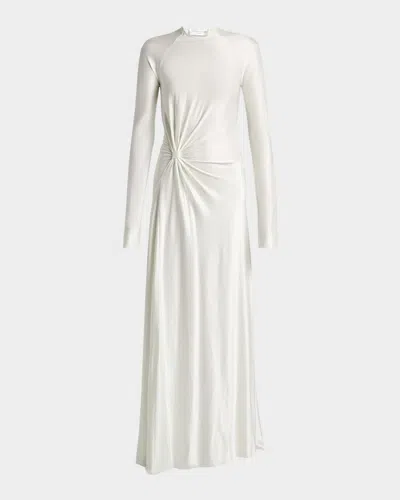Victoria Beckham Long-sleeve Twisted-waist Gown In White