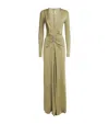 Victoria Beckham Long-sleeve V-neck Gown In Green