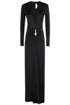 Victoria Beckham Crystal-embellished Stretch-satin Gown In Black