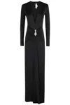 Victoria Beckham Crystal-embellished Stretch-satin Gown In Black