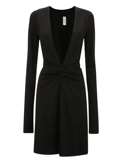 Victoria Beckham Long-sleeve V-neck Mini Dress In Black
