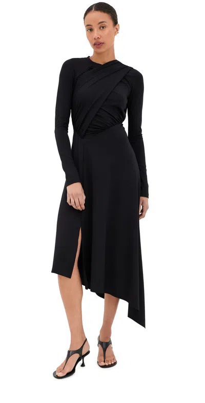 Victoria Beckham Long Sleeve Wrap Dress Black