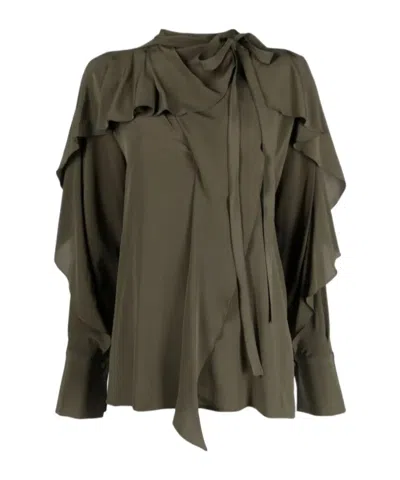 Victoria Beckham Long-sleeved Blouse In Brown