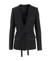 Victoria Beckham Shrunken Collarless Open-back Blazer And Suits In Black