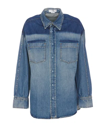 Victoria Beckham Long-sleeved Denim Coat In Blue