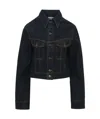 Victoria Beckham Contrast Stitching Cropped Denim Jacket In Black